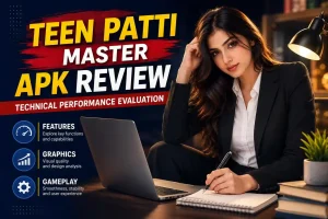 Teen Patti Master APK review image showing technical performance, features, graphics, and gameplay evaluation.